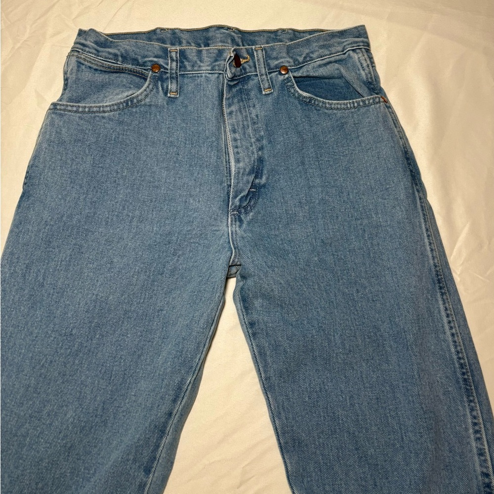 Wrangler Men's Straight Blue Jeans - Picture 3 of 5